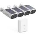 Solar Panel Built-In Smart Security Camera Kit-3Mp and Cross Camera Track with 32GB Storage Home Base, No Monthly Fee