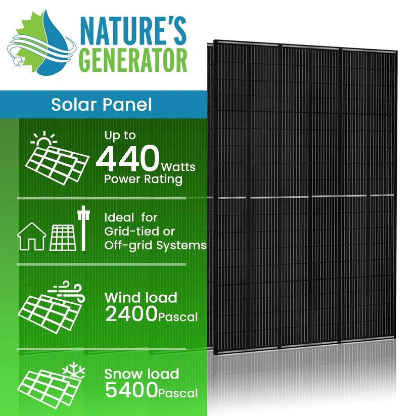 Nature's Generator Powerhouse Gen 2 Solar Kit — 7200W, 4800Wh, Transfer Switch