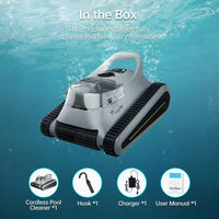 Robotic Pool Vacuum, Cordless Pool Vacuum Robot for above Ground and Inground Pools Wall Floor Waterline Cleaning