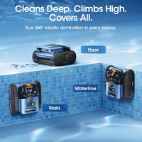 2026 Upgrade Cordless Robotic Pool Cleaner – Wireless Battery Pool Cleaner with Sonar Navigation, Auto-Path Planning, Wall & Waterline Climbing, Tangle-Free Design for In-Ground & Above-Ground Pools