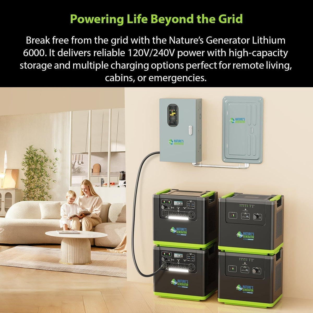 Nature's Generator Lithium 6000 Power Pod — 3840Wh Expansion Battery