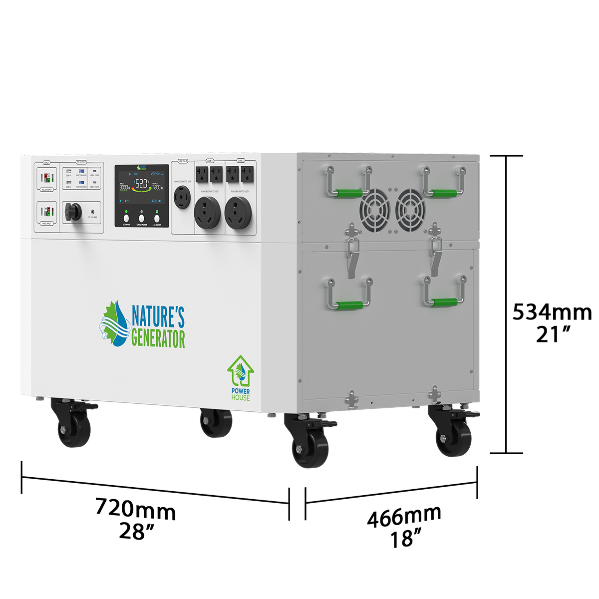 Nature's Generator Powerhouse Gen 2 Solar Kit — 7200W, 4800Wh, Transfer Switch