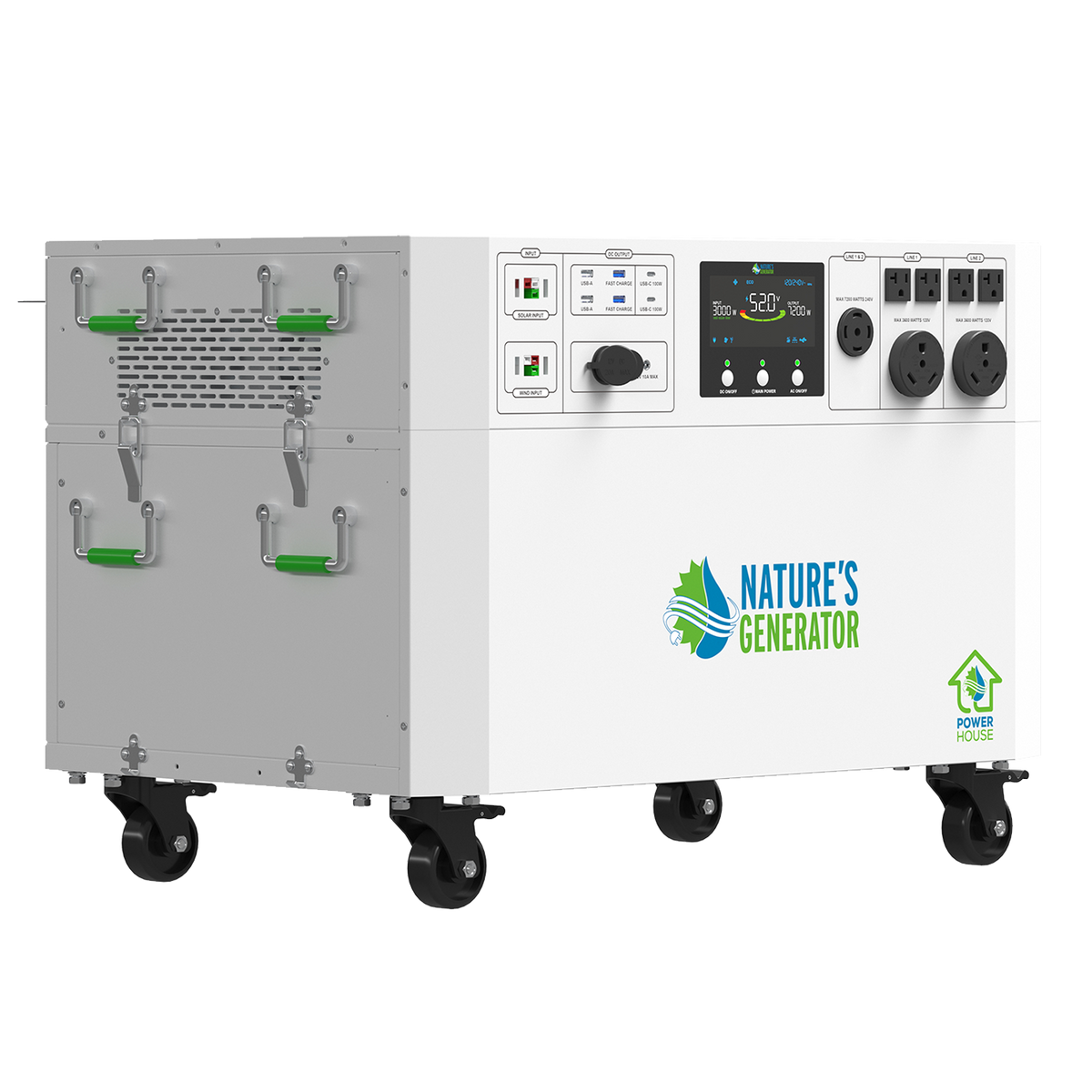 Nature's Generator Powerhouse Gen 2 Solar Kit — 7200W, 4800Wh, Transfer Switch