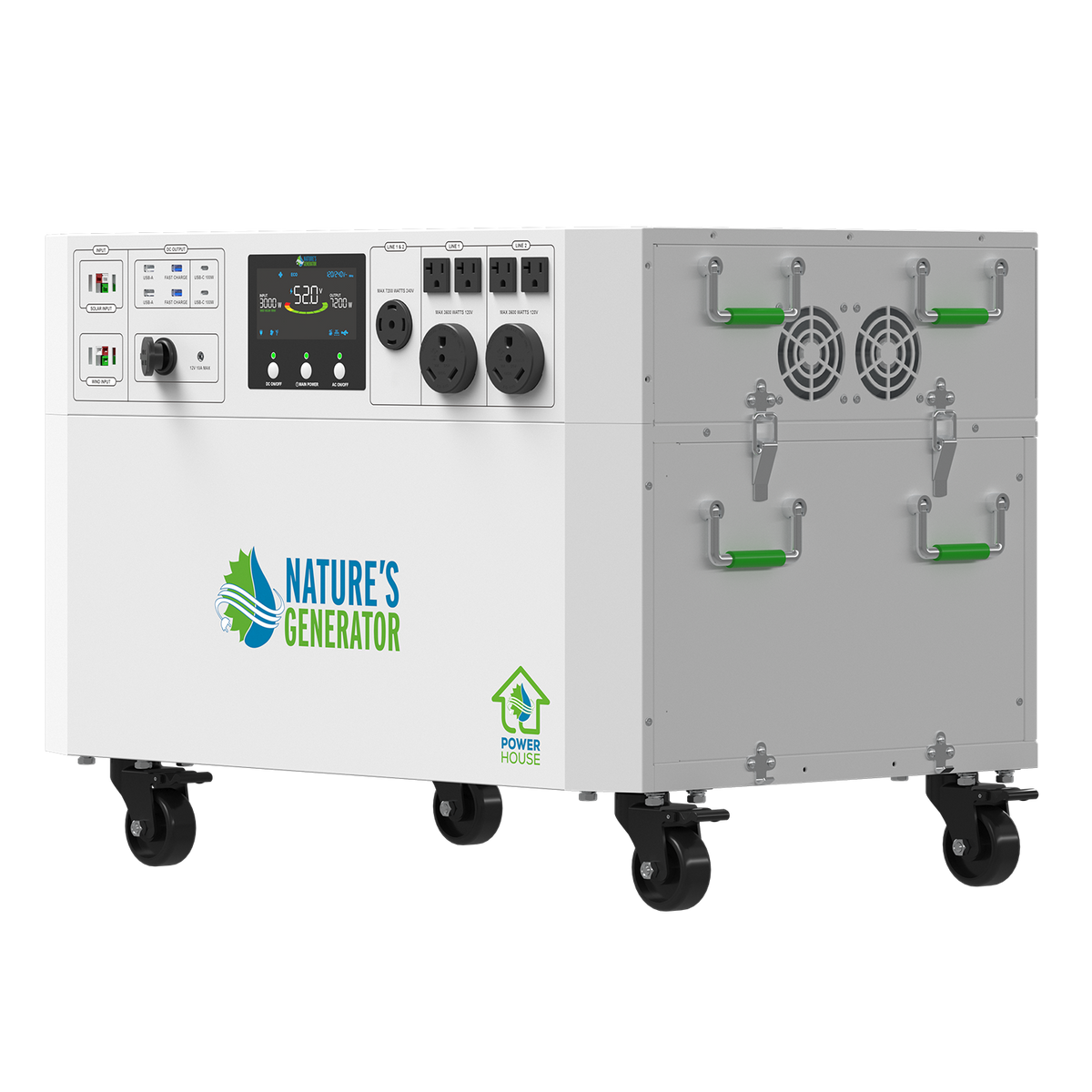 Nature's Generator Powerhouse Gen 2 Solar Kit — 7200W, 4800Wh, Transfer Switch