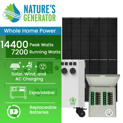 Nature's Generator Powerhouse Gen 2 Solar Kit — 7200W, 4800Wh, Transfer Switch