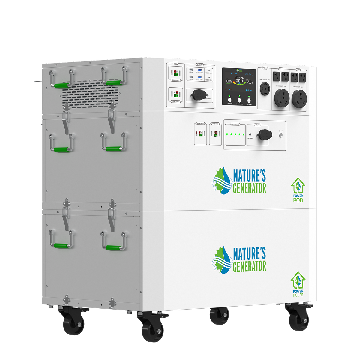 Nature's Generator Powerhouse Gen 2 Solar Kit — 7200W, 4800Wh, Transfer Switch