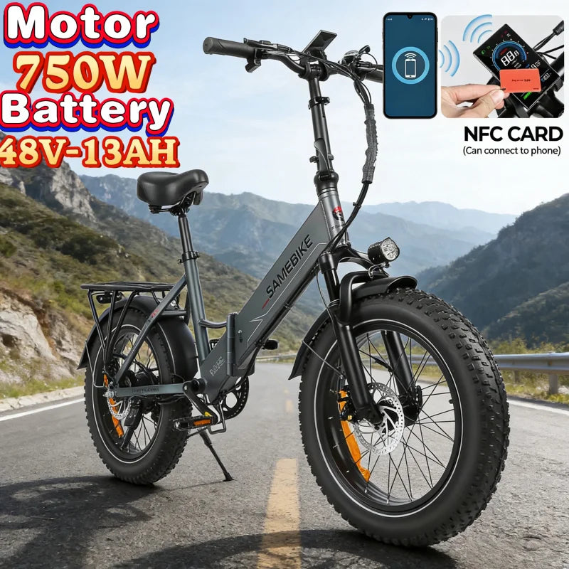 Folding Fat-Tire E-Bike 750W — 48V 13Ah, 20×4.0 Tires, City and Trail