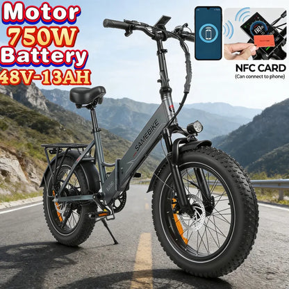Folding Fat-Tire E-Bike 750W — 48V 13Ah, 20×4.0 Tires, City and Trail