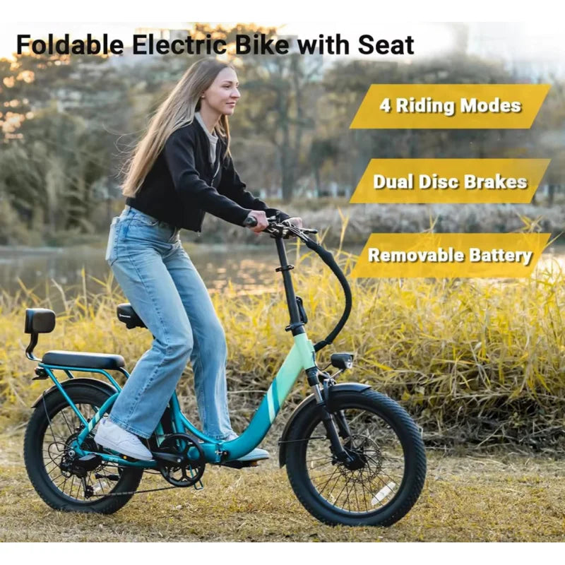 Parent-Child Folding E-Bike 1000W — 48V 13Ah Detachable Battery, 20 in.