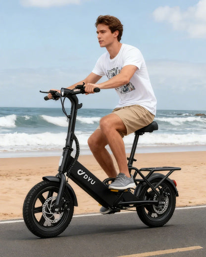 DYU C3 Folding E-Bike — 500W Peak, 14 in., 20 MPH, UL2849 Certified