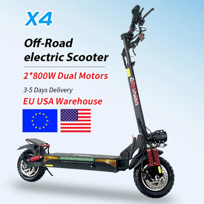 EMANBA X4 Dual-Motor Electric Scooter — 1600W, 48V 18Ah, 10 in. Off-Road