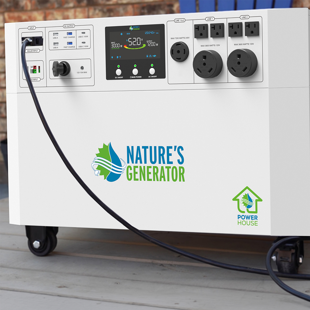 Nature's Generator Powerhouse Gen 2 Solar Kit — 7200W, 4800Wh, Transfer Switch