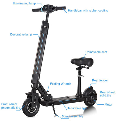 Foldable Electric Scooter with Removable Seat — 250W, 15.5 MPH, 12.5 Miles