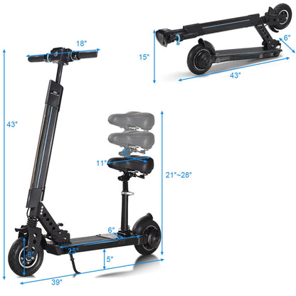 Foldable Electric Scooter with Removable Seat — 250W, 15.5 MPH, 12.5 Miles