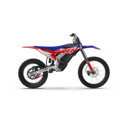 RFN Warrior Pro SX-E15 Plus electric dirt bike on a white background