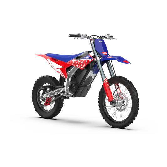 RFN Warrior Pro SX-E15 electric dirt bike on a white background
