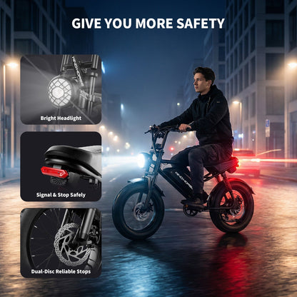 Windhorse V8 Mini Fat-Tire Electric Bike — 750W, 48V 15.6Ah, 35–65 Miles