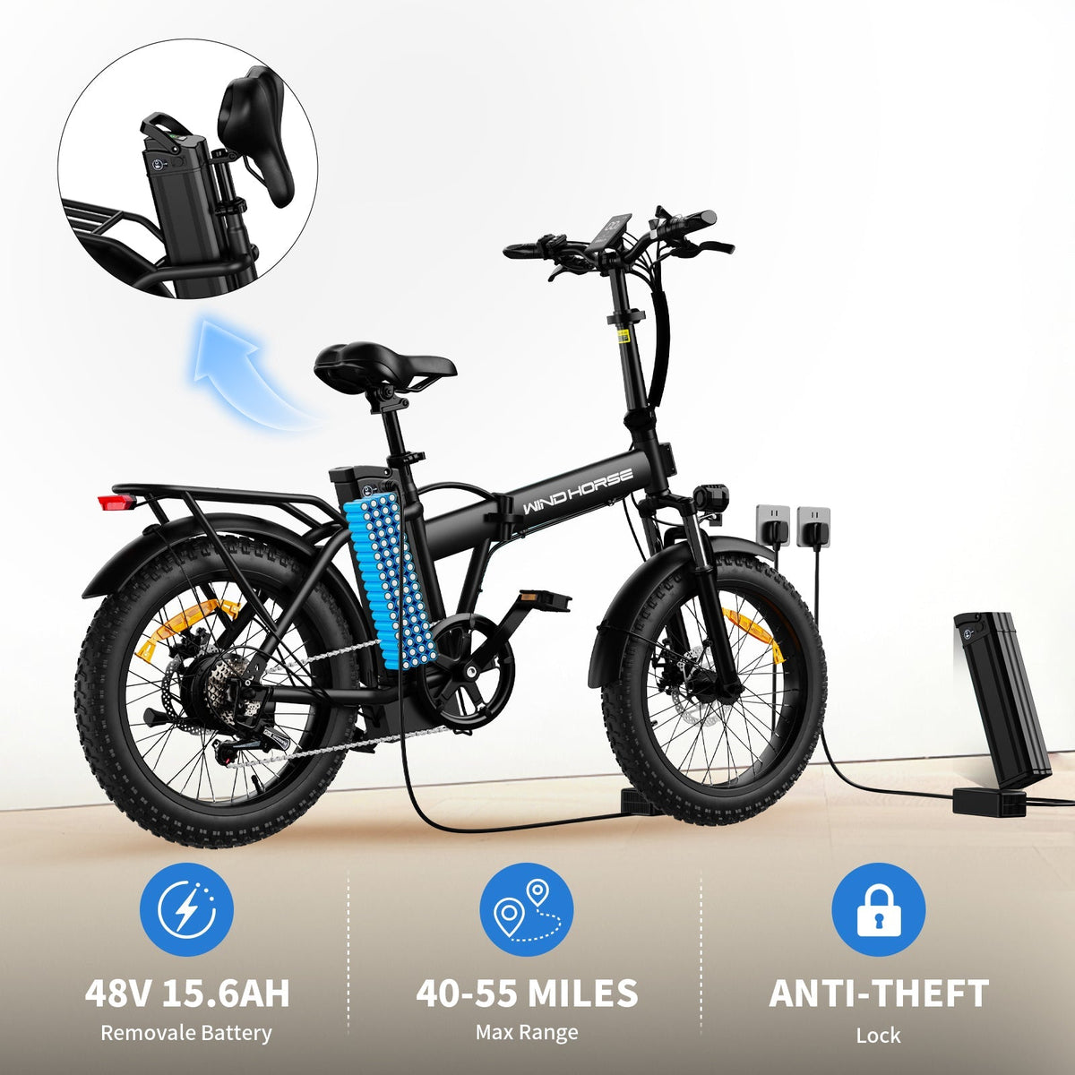 Windhorse W4A Electric Bike — 720W, 48V 748.8Wh, Up to 70 Miles
