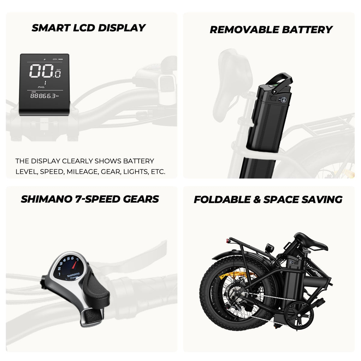 Windhorse W4A Electric Bike — 720W, 48V 748.8Wh, Up to 70 Miles