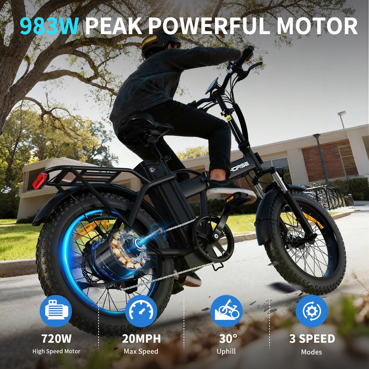 Windhorse W4A Electric Bike — 720W, 48V 748.8Wh, Up to 70 Miles