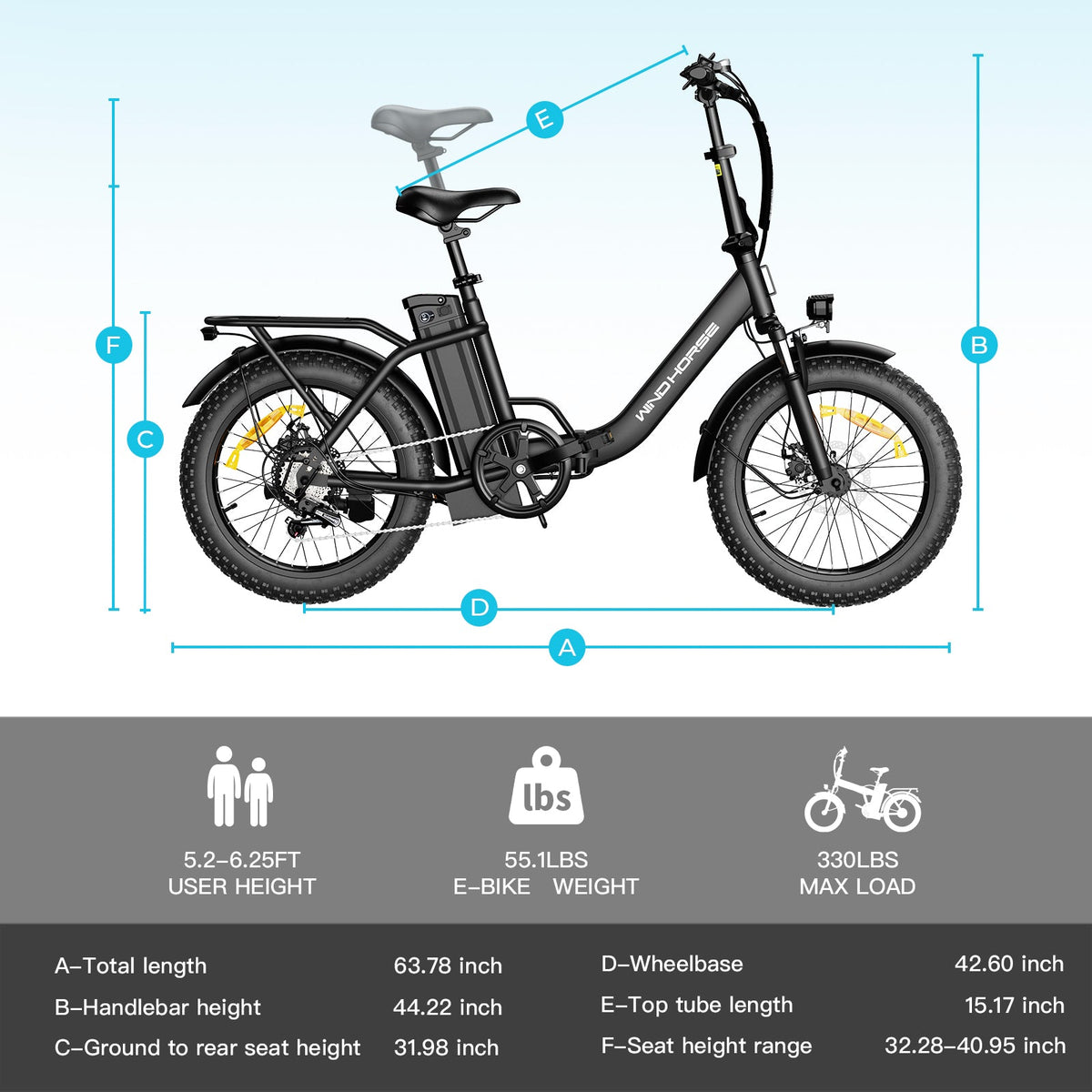 Windhorse W4B Electric Bike — 720W, 48V 748.8Wh, 7-Speed